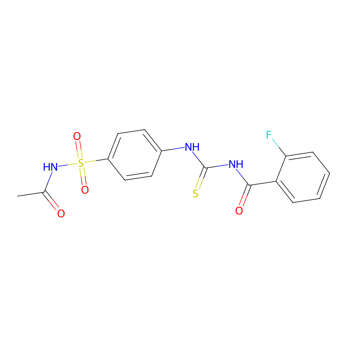 N-[[4-(acetylsulfamoyl)phenyl]carbamothioyl]-2-fluorobenzamide molecular structure, CAS 445419-92-1