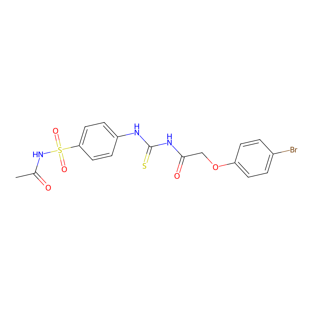 N-[[4-(acetylsulfamoyl)phenyl]carbamothioyl]-2-(4-bromophenoxy)acetamide molecular structure, CAS 445419-93-2