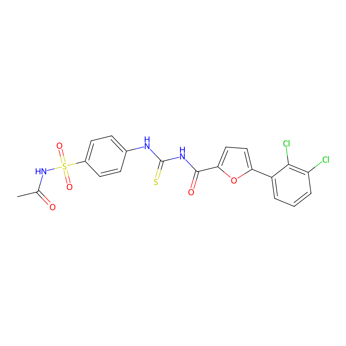 N-[[4-(acetylsulfamoyl)phenyl]carbamothioyl]-5-(2,3-dichlorophenyl)furan-2-carboxamide molecular structure, CAS 445419-95-4