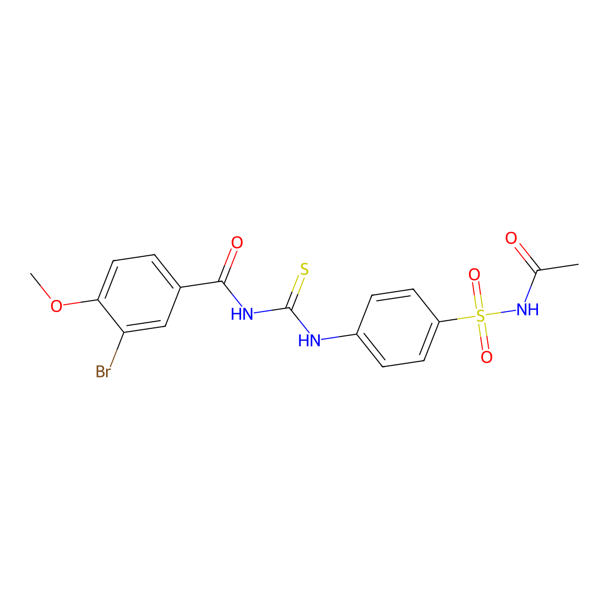 N-[[4-(acetylsulfamoyl)phenyl]carbamothioyl]-3-bromo-4-methoxybenzamide molecular structure, CAS 445420-02-0