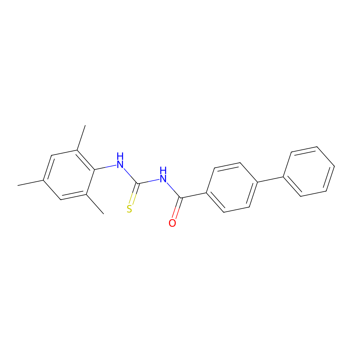4-phenyl-N-[sulfanylidene-(2,4,6-trimethylanilino)methyl]benzamide molecular structure, CAS 445420-07-5