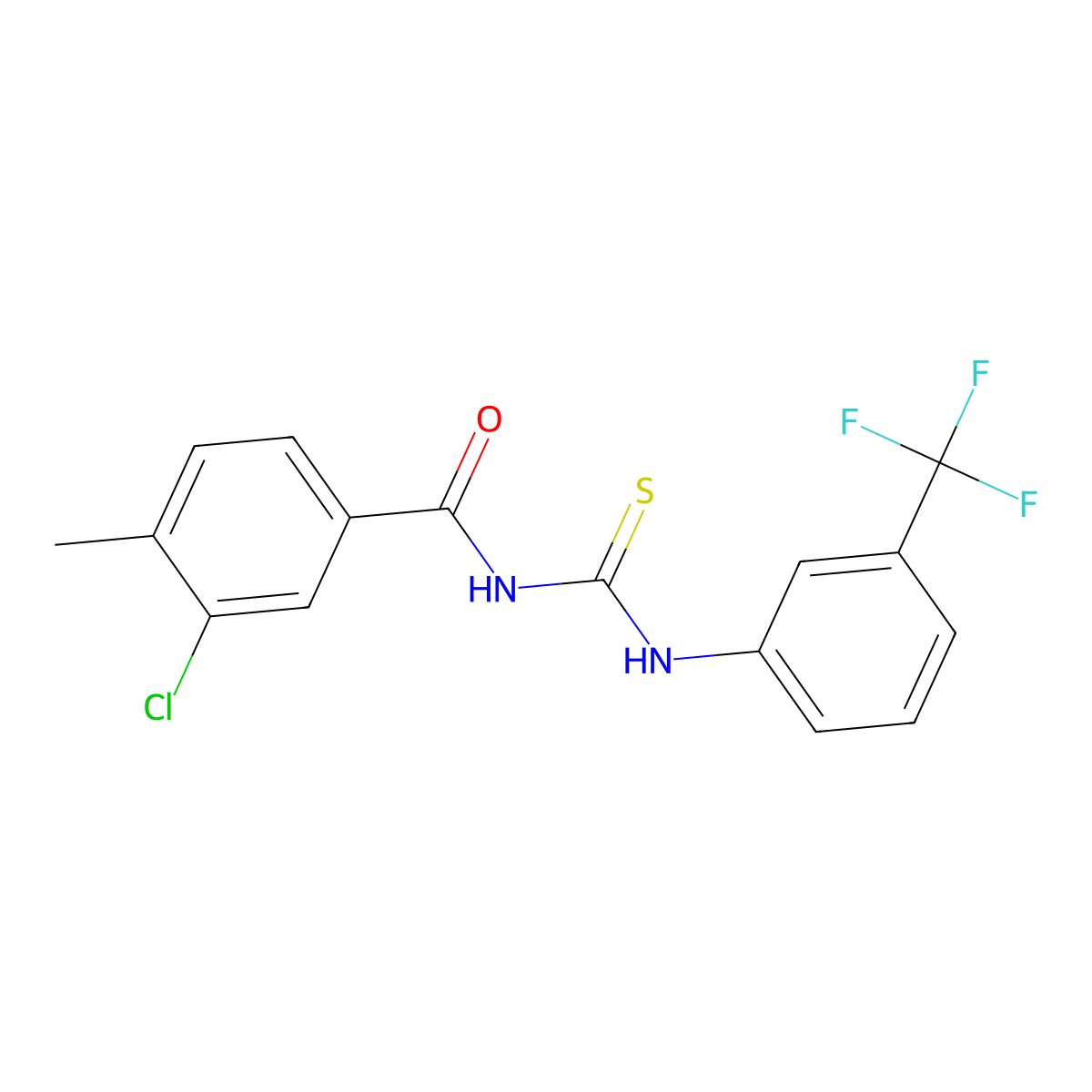 3-chloro-4-methyl-N-[[3-(trifluoromethyl)phenyl]carbamothioyl]benzamide molecular structure, CAS 445420-08-6