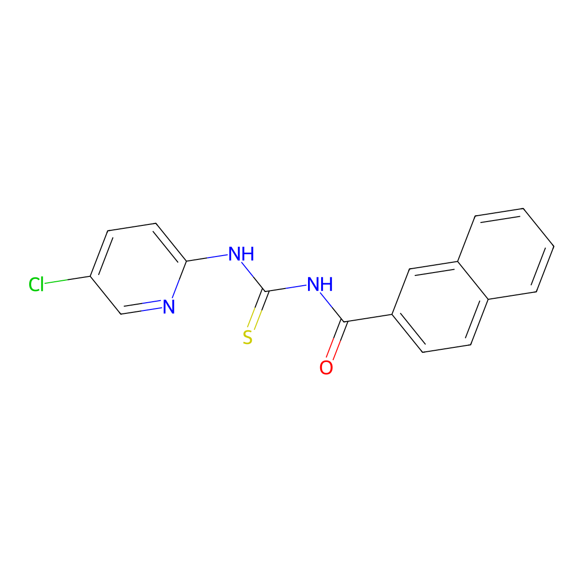N-[(5-chloropyridin-2-yl)carbamothioyl]naphthalene-2-carboxamide molecular structure, CAS 445420-21-3