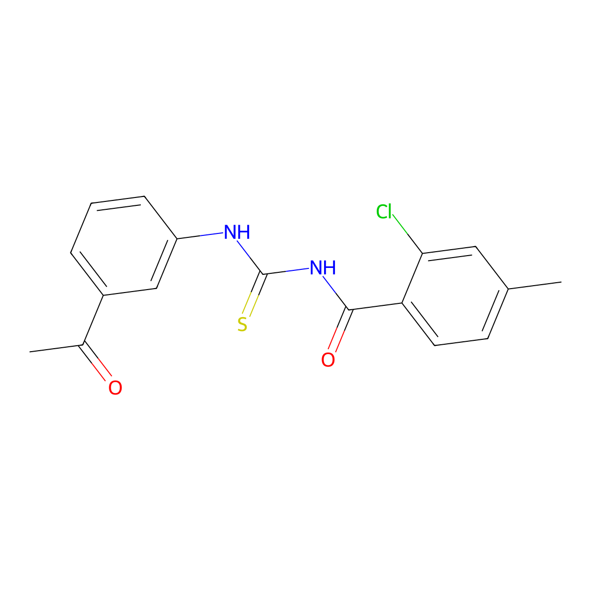 N-[(3-acetylphenyl)carbamothioyl]-2-chloro-4-methylbenzamide molecular structure, CAS 445420-25-7