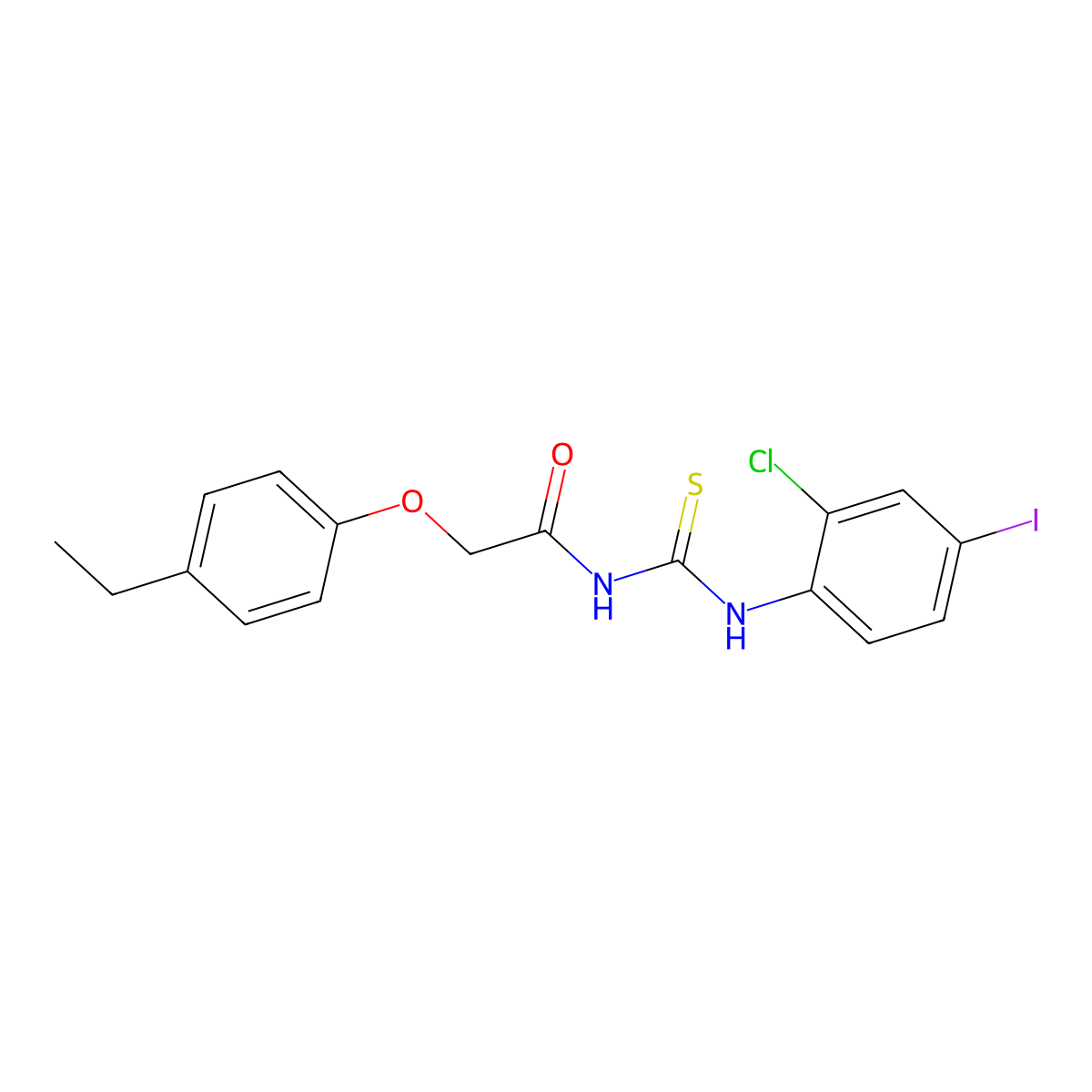 N-[(2-chloro-4-iodophenyl)carbamothioyl]-2-(4-ethylphenoxy)acetamide molecular structure, CAS 445420-30-4