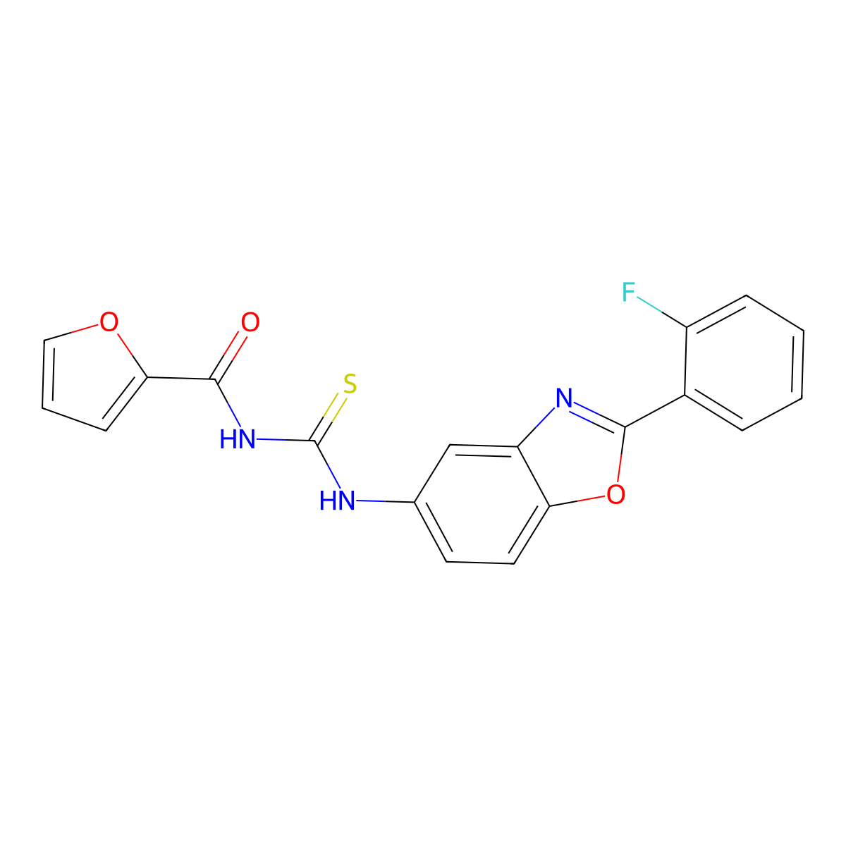 N-[[2-(2-fluorophenyl)-1,3-benzoxazol-5-yl]carbamothioyl]furan-2-carboxamide molecular structure, CAS 445420-39-3