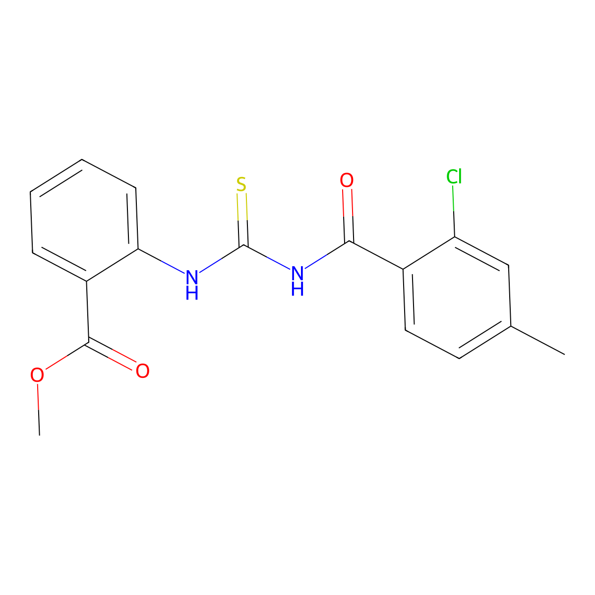 Methyl 2-({[(2-chloro-4-methylphenyl)carbonyl]carbamothioyl}amino)benzoate molecular structure, CAS 445420-43-9