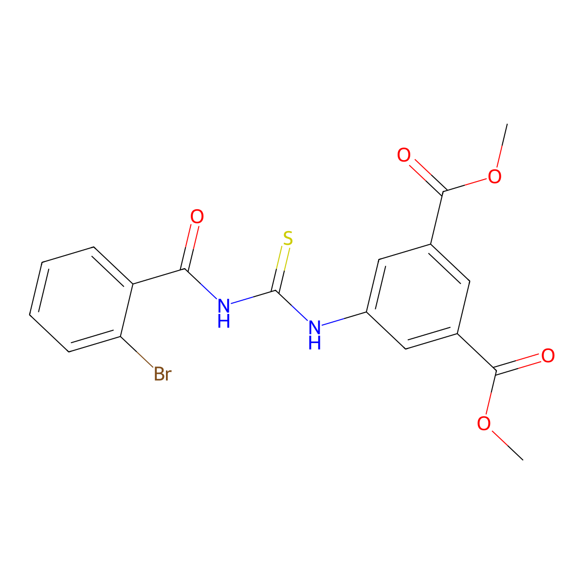 Dimethyl 5-({[(2-bromophenyl)carbonyl]carbamothioyl}amino)benzene-1,3-dicarboxylate molecular structure, CAS 445420-47-3