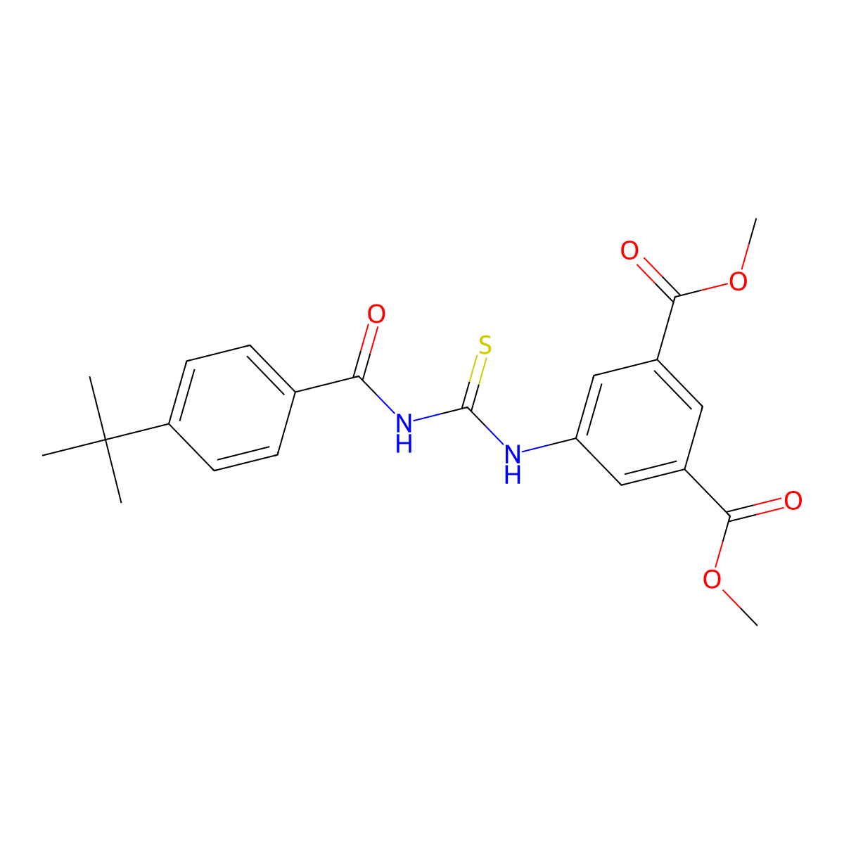 Dimethyl 5-({[(4-tert-butylbenzoyl)amino]carbothioyl}amino)isophthalate molecular structure, CAS 445420-53-1