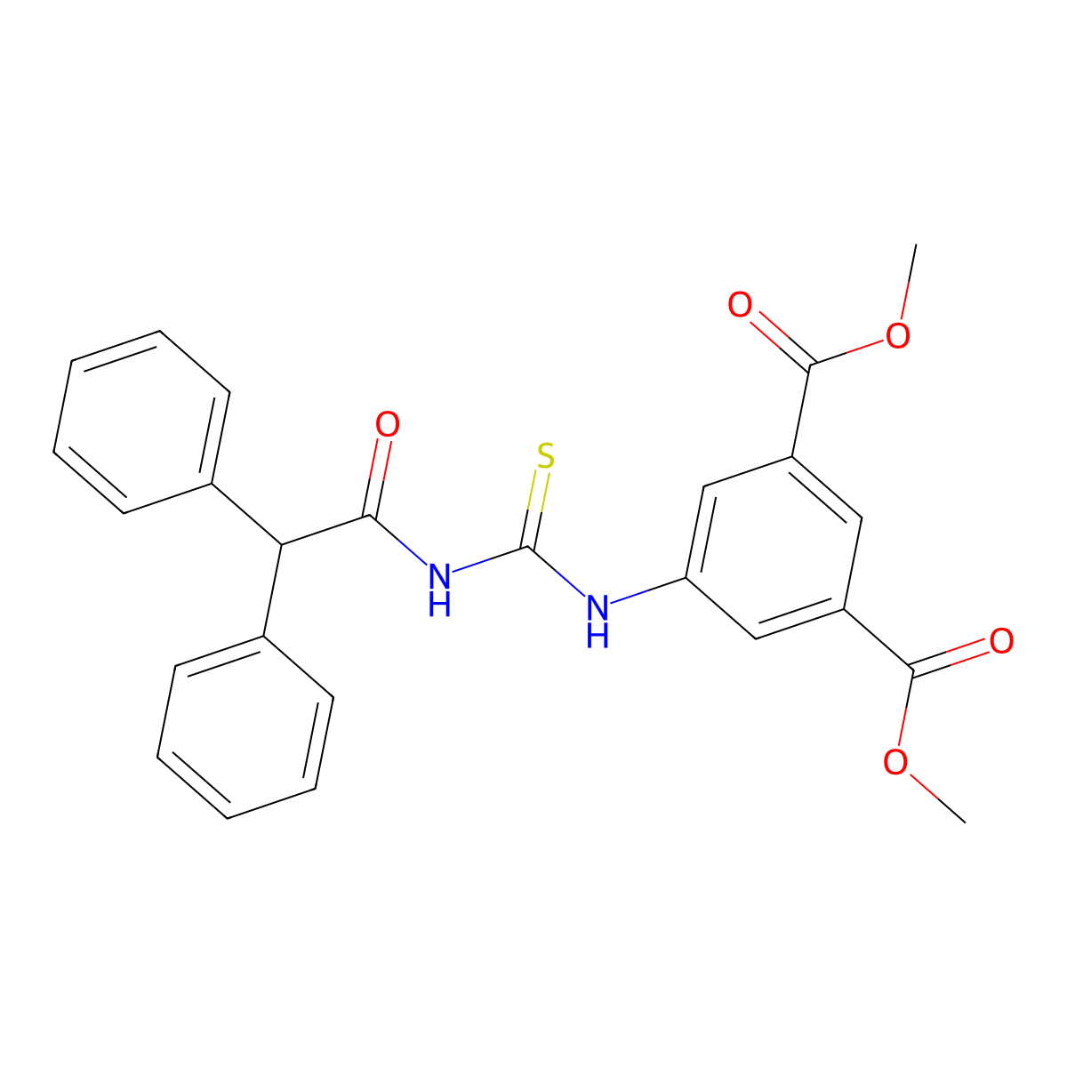 Dimethyl 5-({[(diphenylacetyl)amino]carbothioyl}amino)isophthalate molecular structure, CAS 445420-55-3
