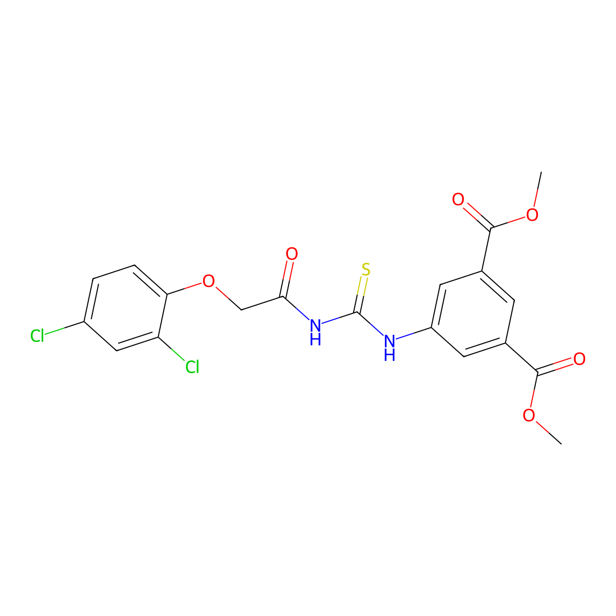 Dimethyl 5-[[2-(2,4-dichlorophenoxy)acetyl]carbamothioylamino]benzene-1,3-dicarboxylate molecular structure, CAS 445420-56-4