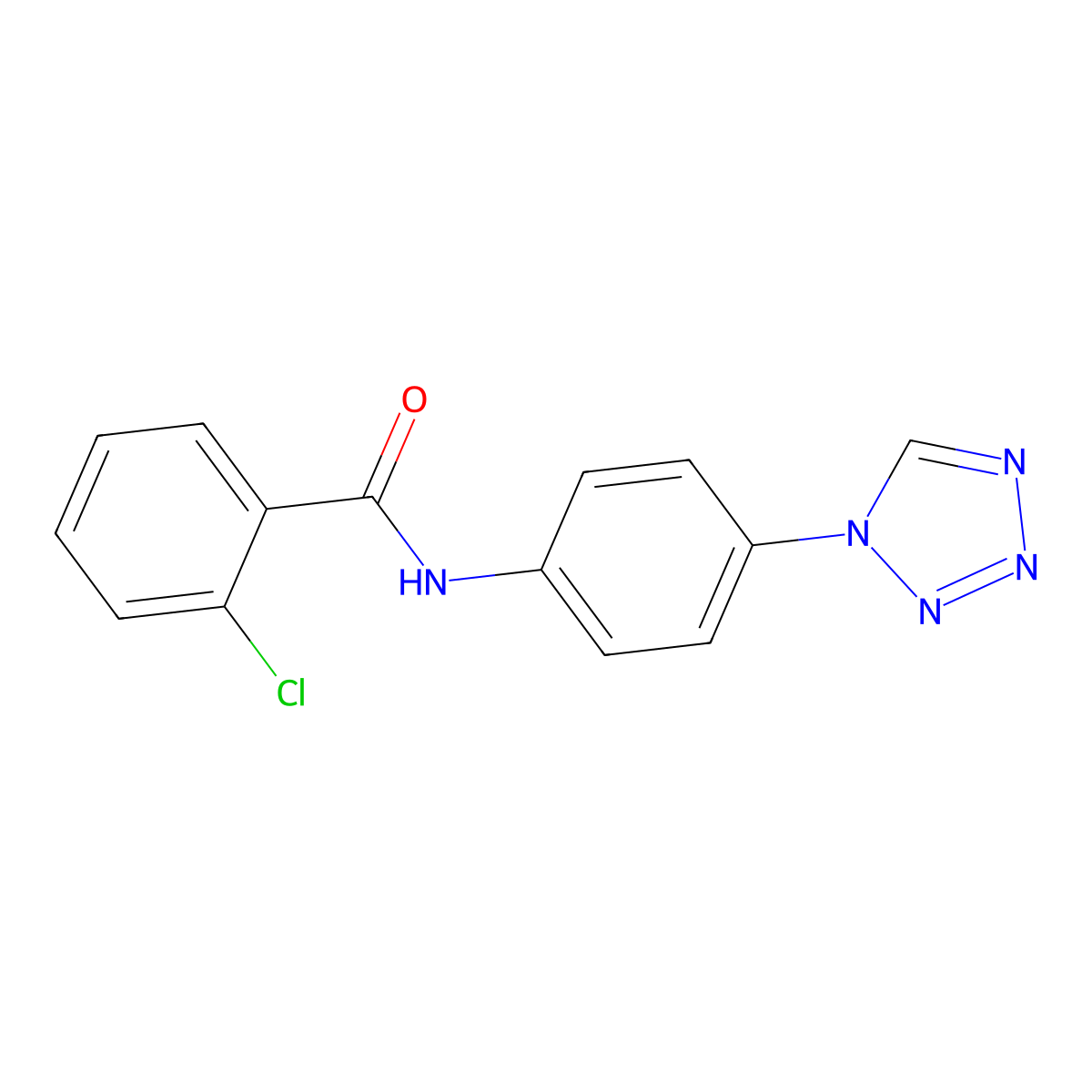 2-chloro-N-[4-(tetrazol-1-yl)phenyl]benzamide molecular structure, CAS 445421-80-7