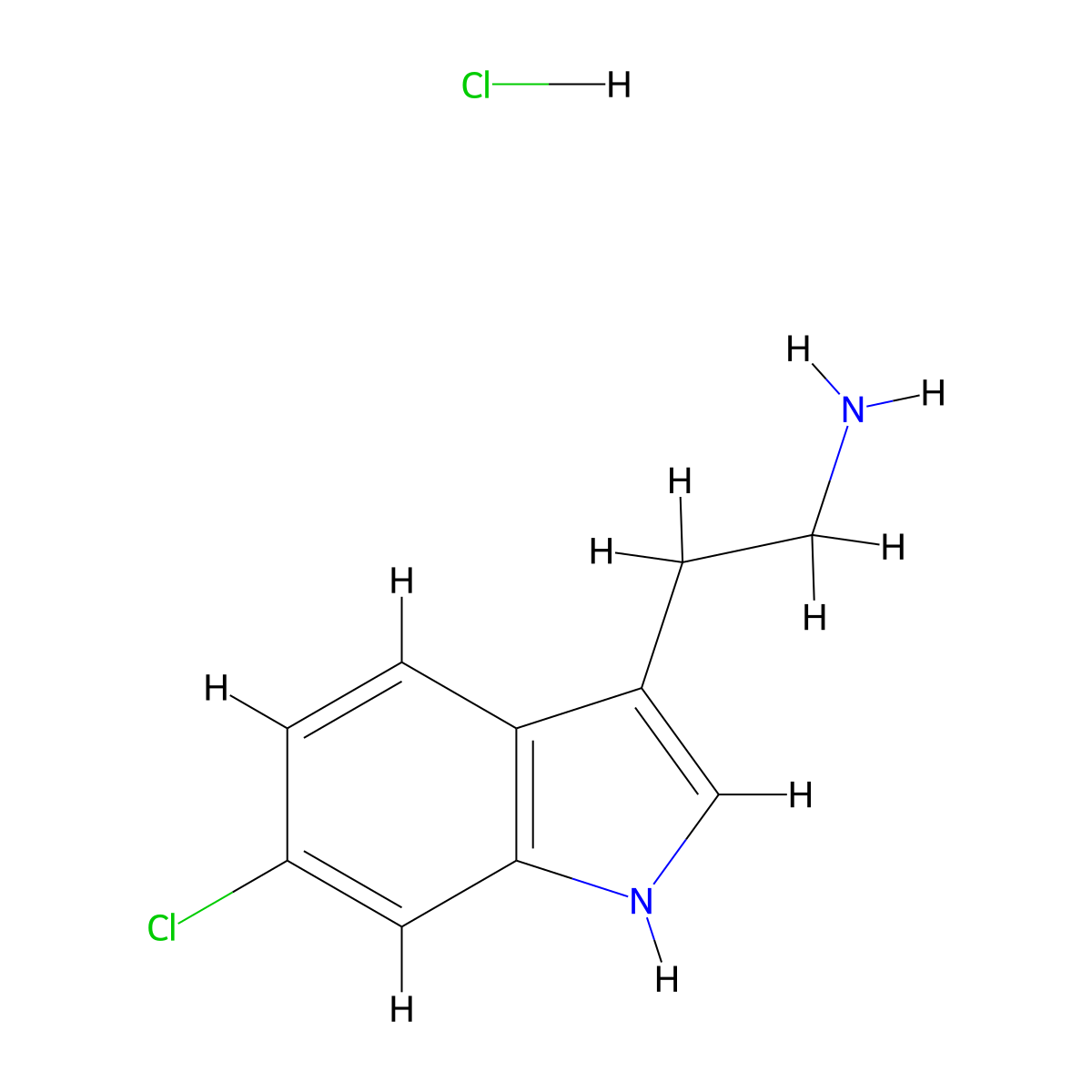 2-(6-chloro-1H-indol-3-yl)ethan-1-amine hydrochloride molecular structure, CAS 445424-54-4