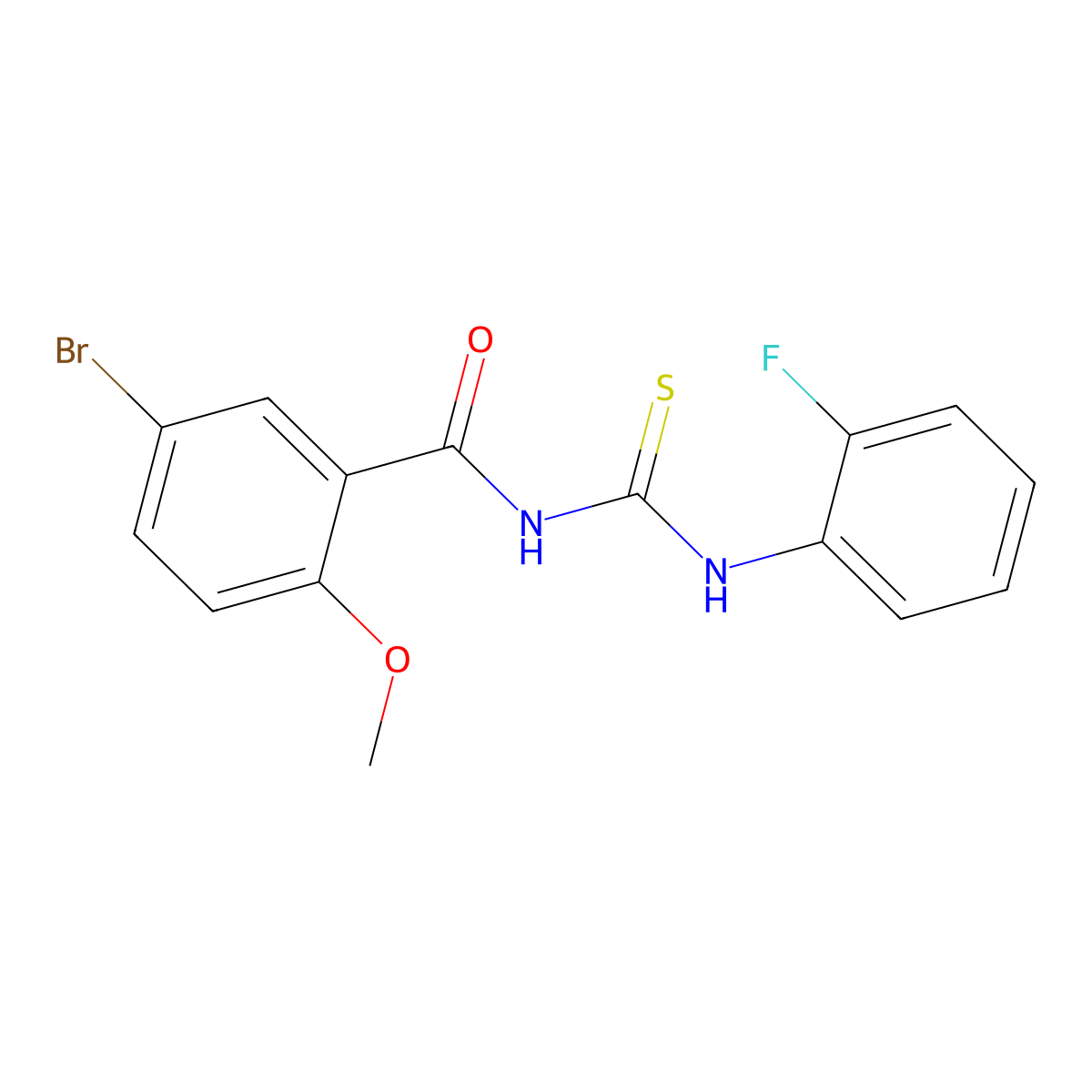 5-bromo-N-[(2-fluorophenyl)carbamothioyl]-2-methoxybenzamide molecular structure, CAS 445427-46-3