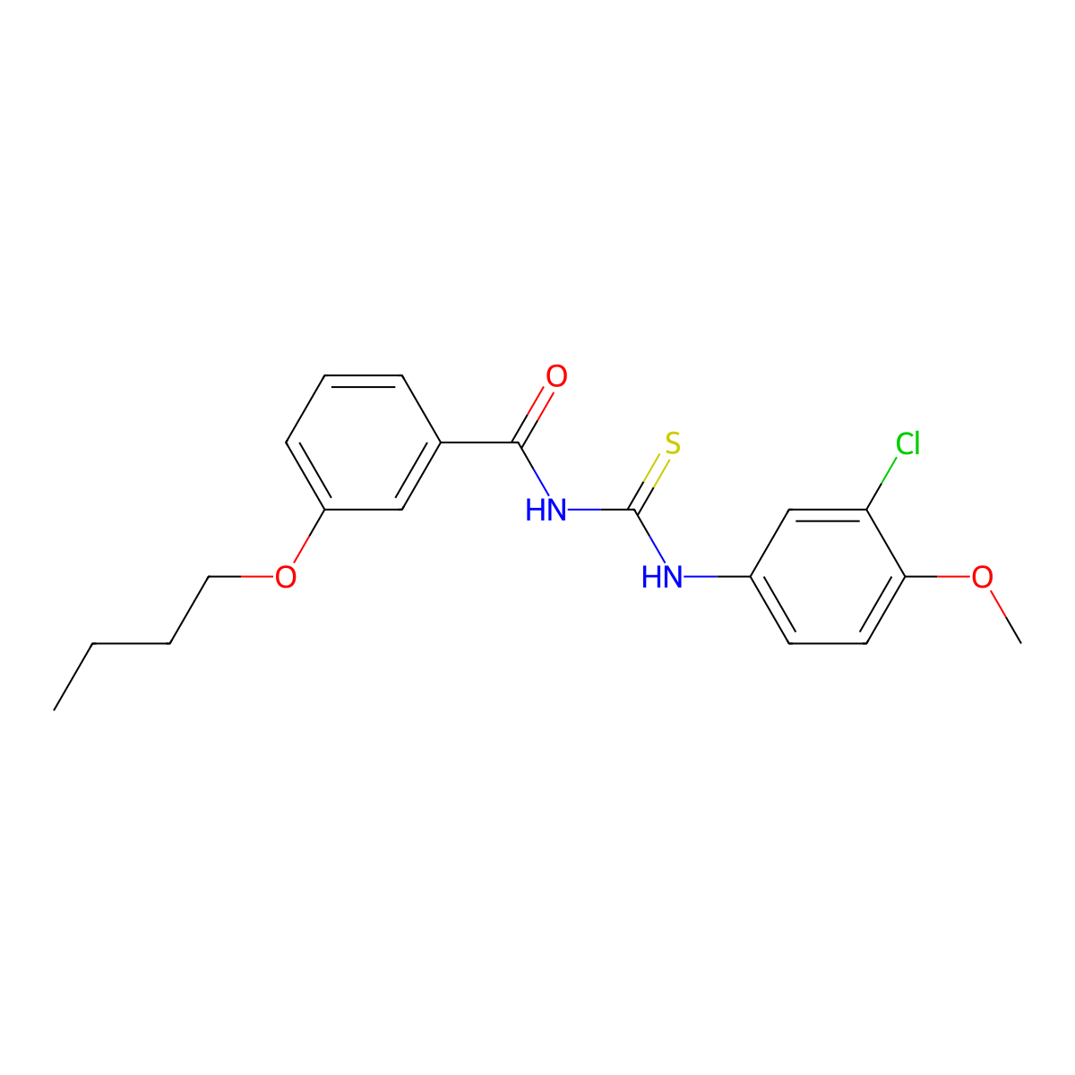 N-(3-butoxybenzoyl)-N'-(3-chloro-4-methoxyphenyl)thiourea molecular structure, CAS 445427-91-8