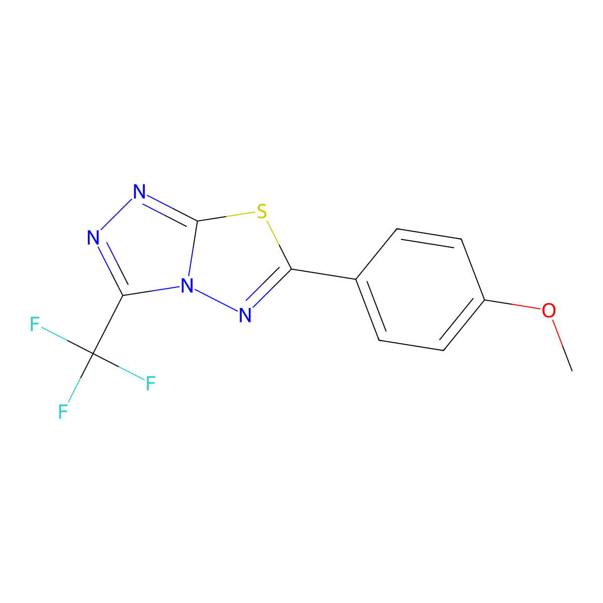 6-(4-Methoxyphenyl)-3-(trifluoromethyl)-[1,2,4]triazolo[3,4-b][1,3,4]thiadiazole molecular structure, CAS 445433-18-1