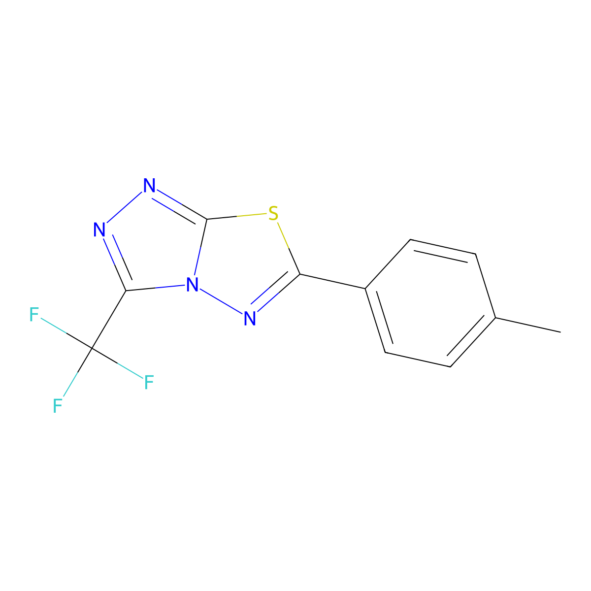 6-(4-Methylphenyl)-3-(trifluoromethyl)[1,2,4]triazolo[3,4-b][1,3,4]thiadiazole molecular structure, CAS 445433-20-5