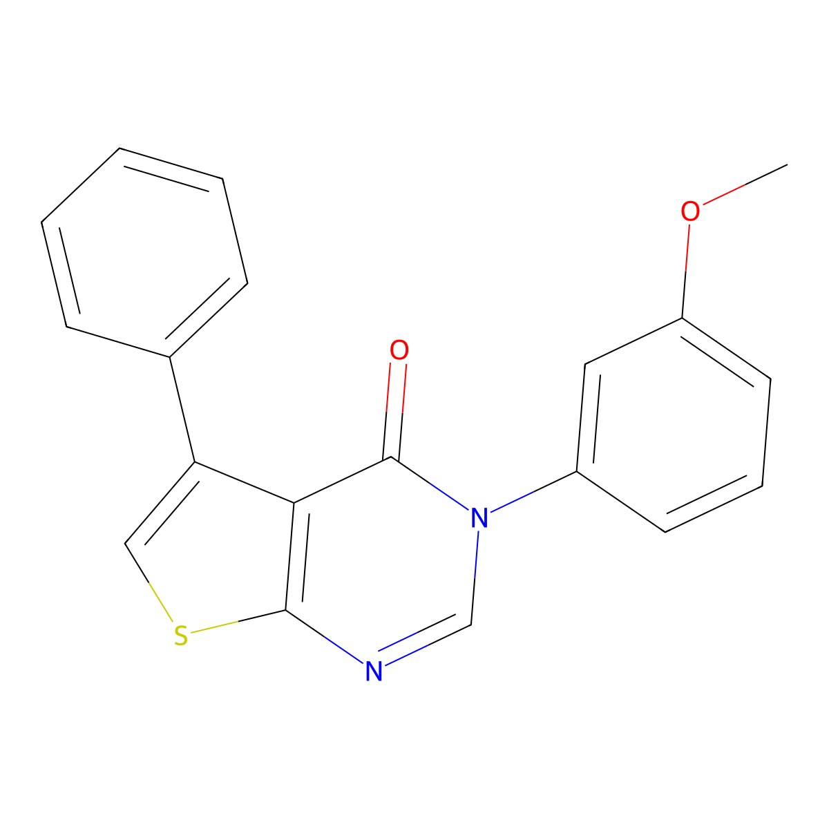 3-(3-methoxyphenyl)-5-phenylthieno[2,3-d]pyrimidin-4(3H)-one molecular structure, CAS 445435-60-9
