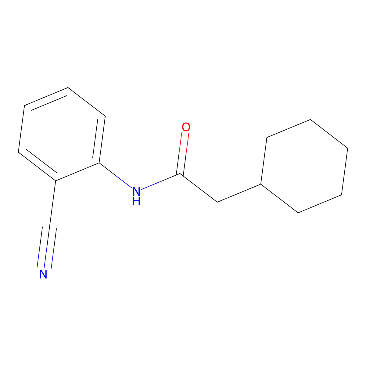 N-(2-cyanophenyl)-2-cyclohexylacetamide molecular structure, CAS 445436-25-9