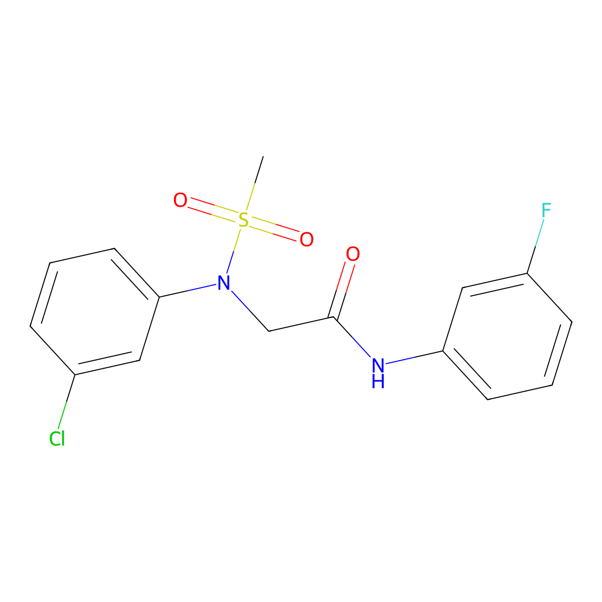 2-(3-chloro-N-methylsulfonylanilino)-N-(3-fluorophenyl)acetamide molecular structure, CAS 445436-77-1