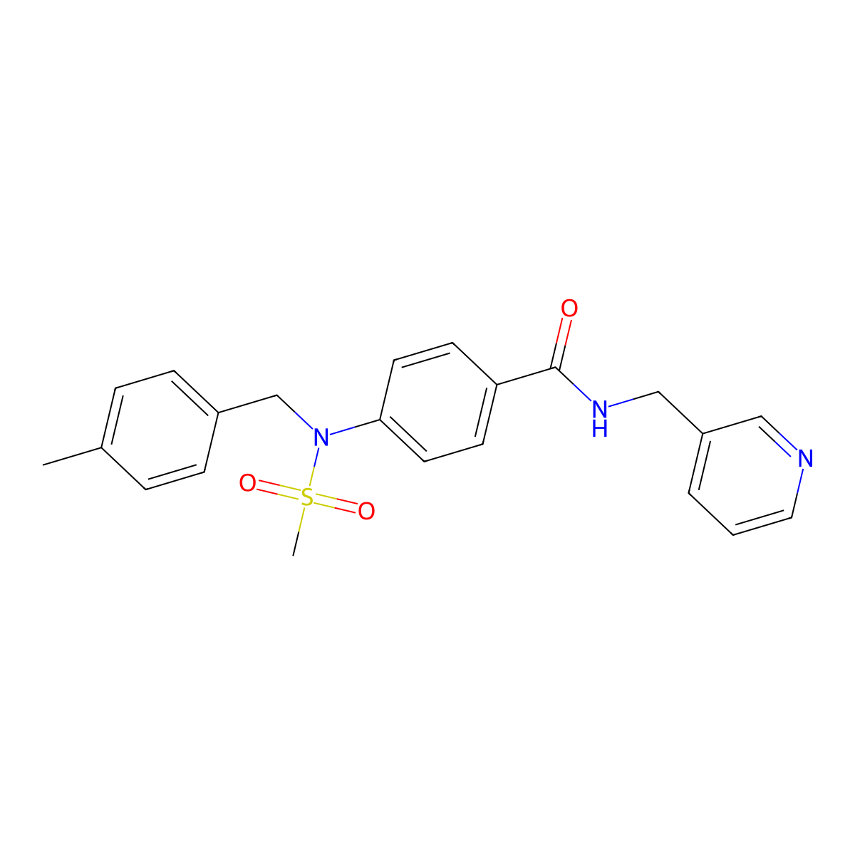 4-[(4-methylbenzyl)(methylsulfonyl)amino]-N-(pyridin-3-ylmethyl)benzamide molecular structure, CAS 445436-97-5