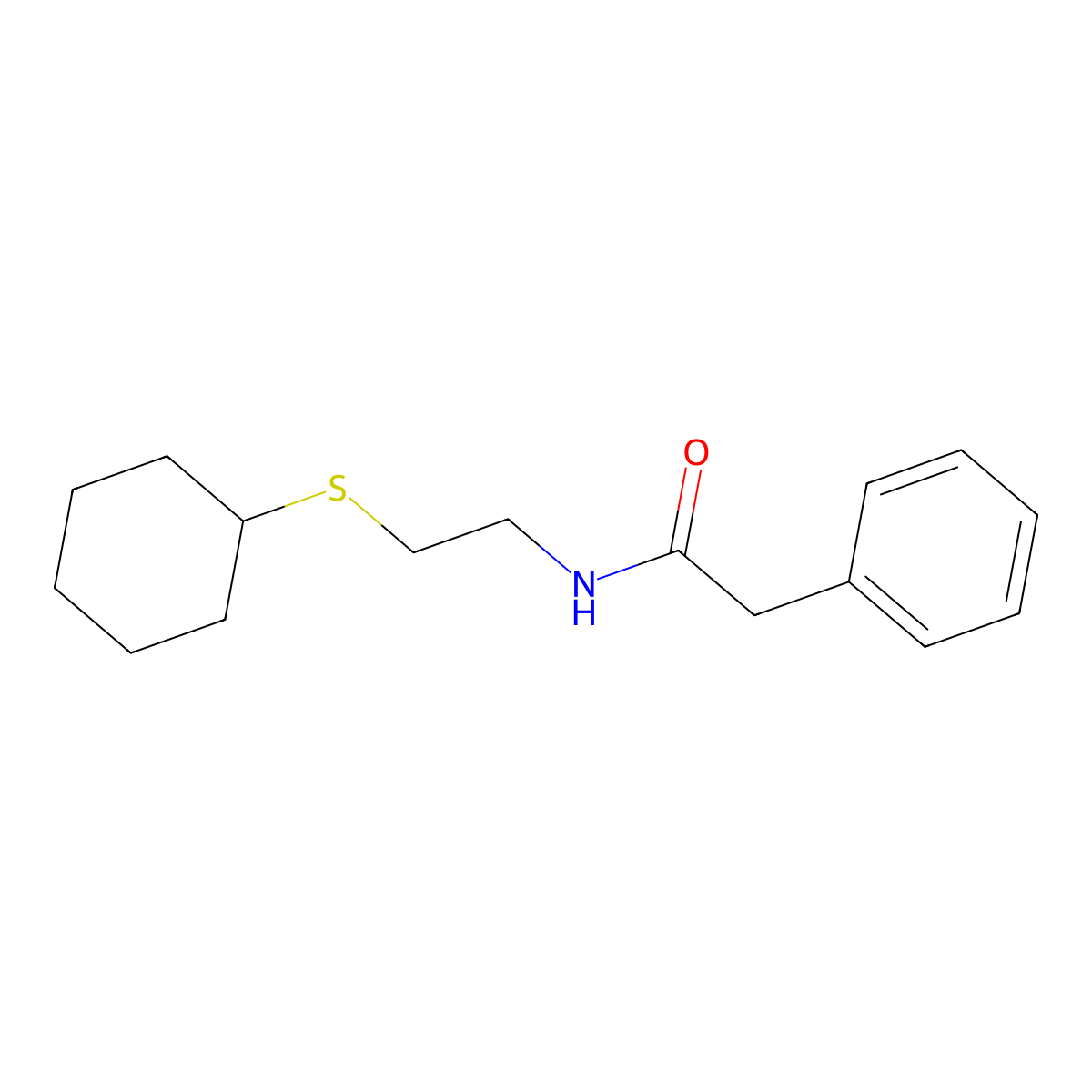 N-(2-cyclohexylsulfanylethyl)-2-phenylacetamide molecular structure, CAS 445437-71-8