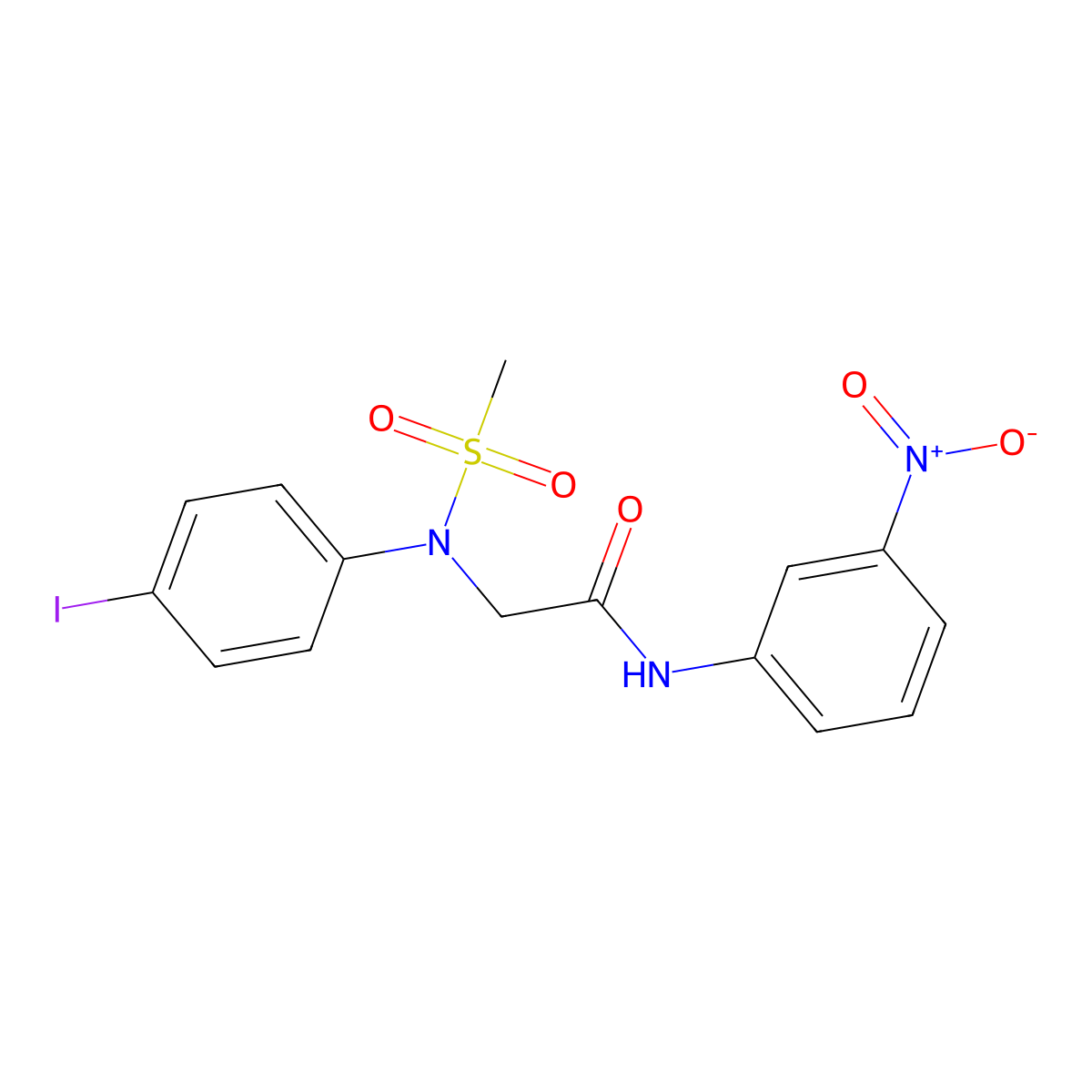 2-(4-iodo-N-methylsulfonylanilino)-N-(3-nitrophenyl)acetamide molecular structure, CAS 445439-76-9