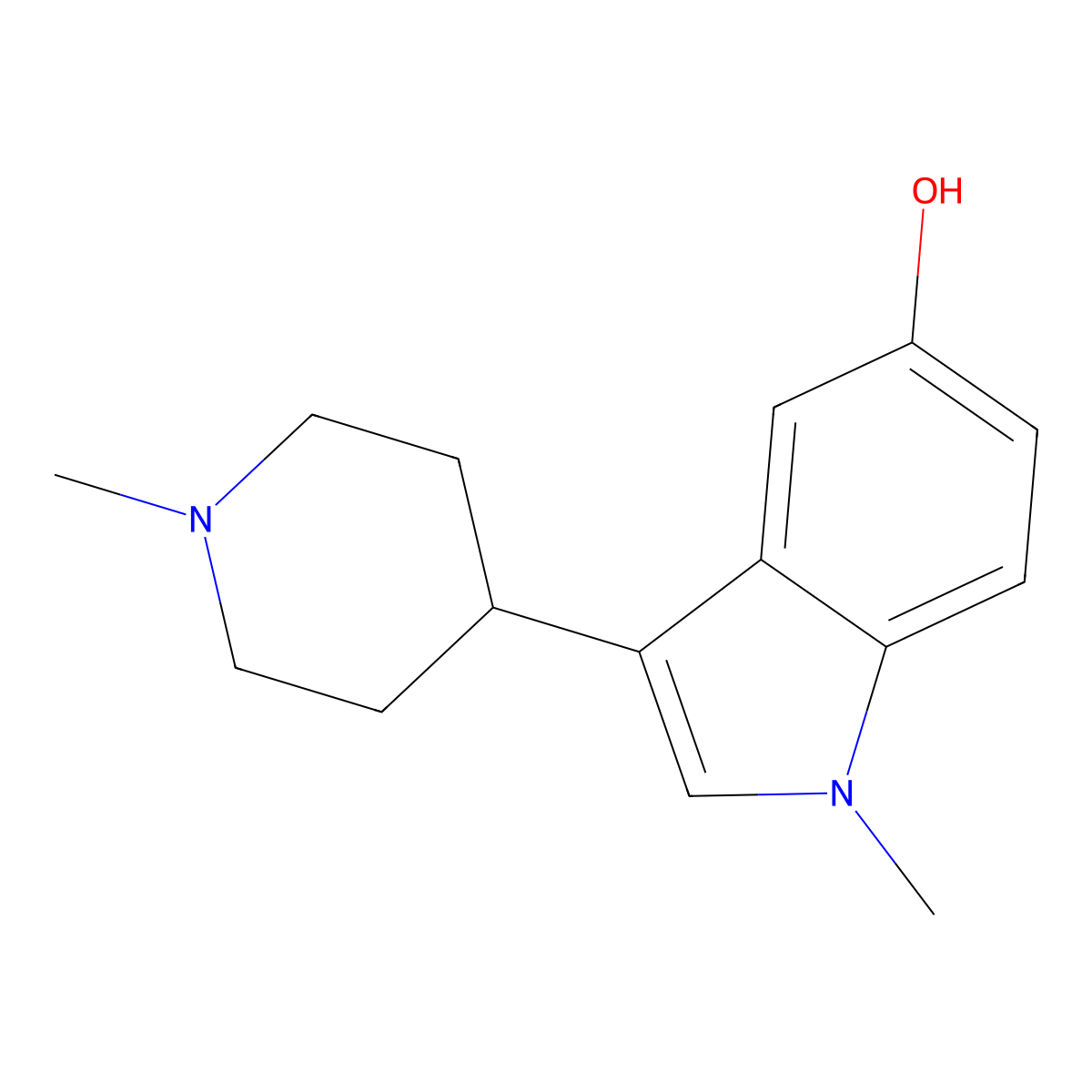 1-methyl-3-(1-methylpiperidin-4-yl)-1H-indol-5-ol molecular structure, CAS 445441-74-7