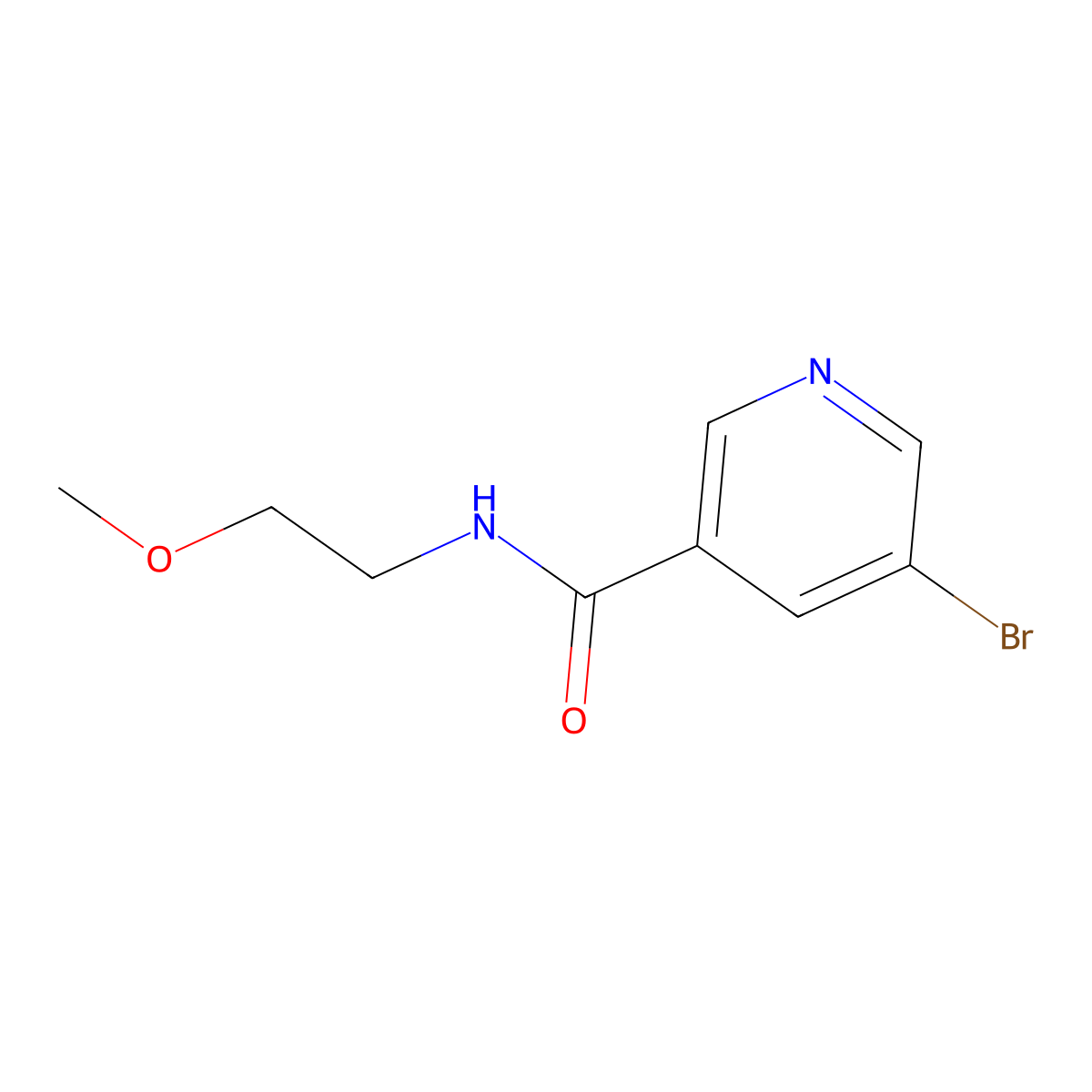 5-bromo-N-(2-methoxyethyl)pyridine-3-carboxamide molecular structure, CAS 445455-84-5