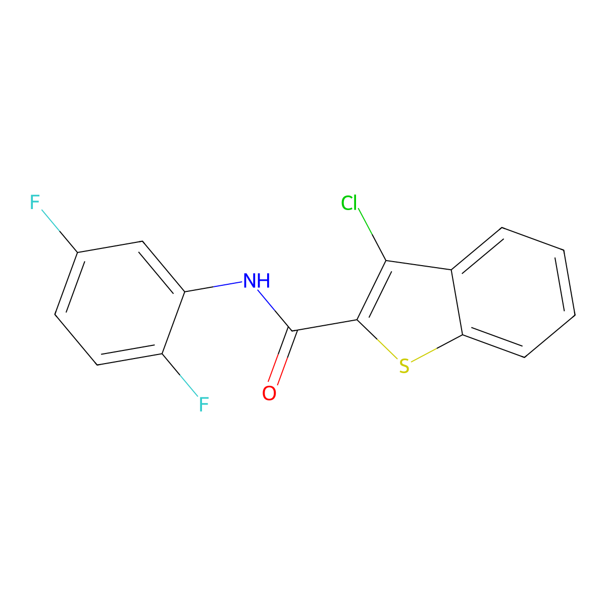 3-Chloro-N-(2,5-difluorophenyl)-1-benzothiophene-2-carboxamide molecular structure, CAS 445458-15-1