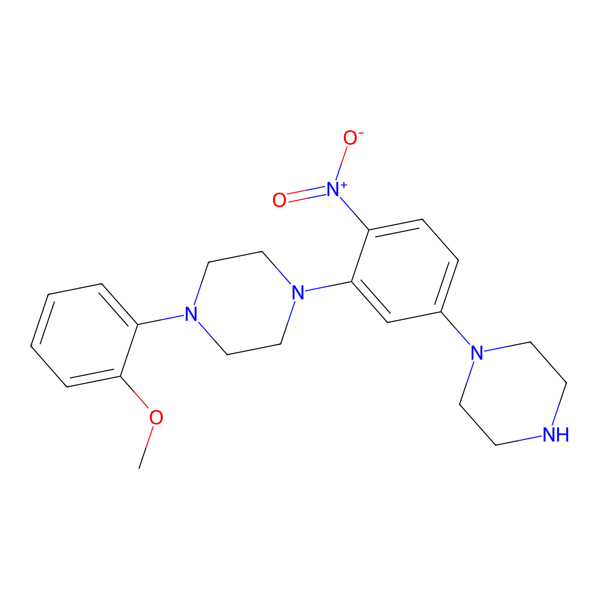 1-(2-Methoxyphenyl)-4-[2-nitro-5-(1-piperazinyl)phenyl]piperazine molecular structure, CAS 445463-94-5