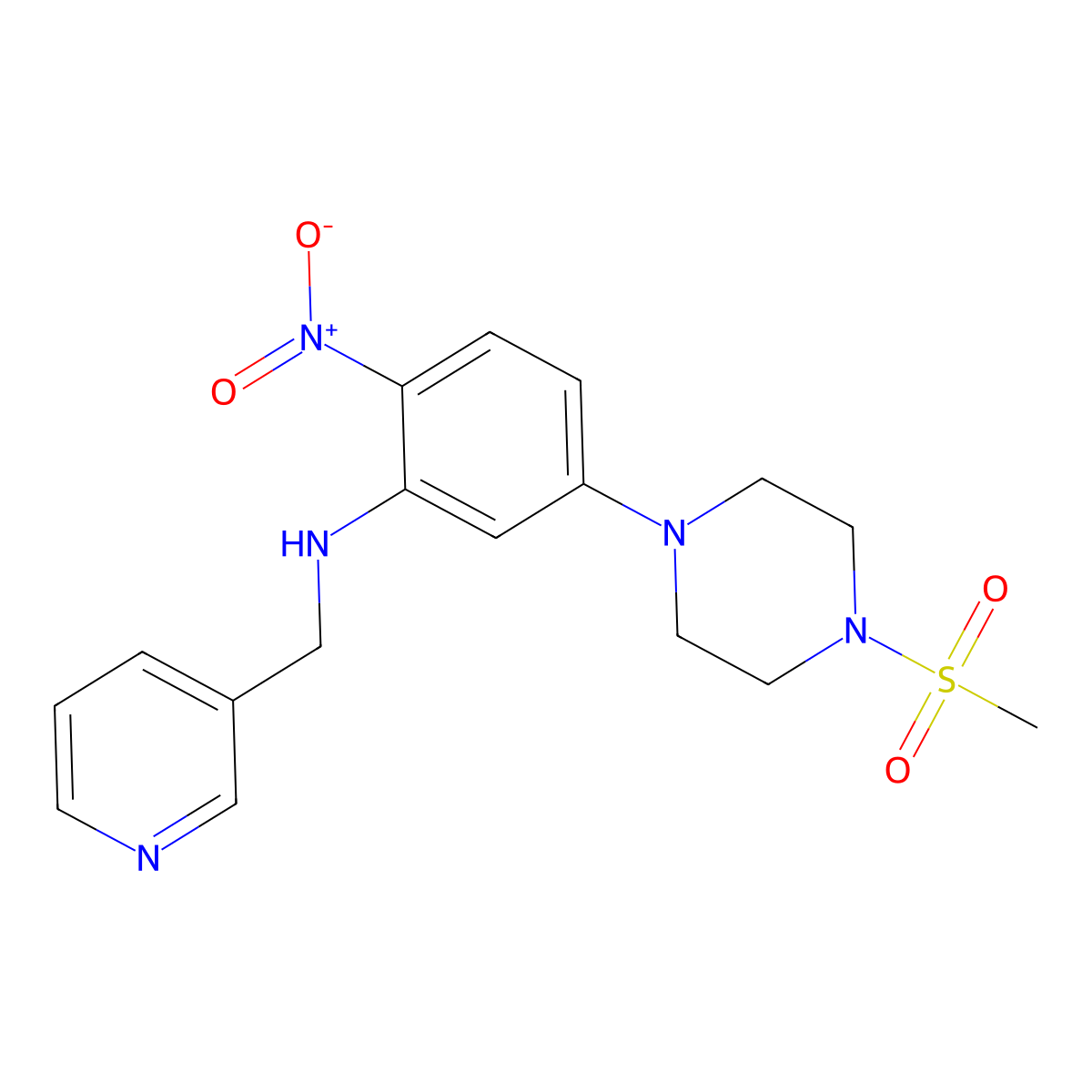 5-(4-methylsulfonylpiperazin-1-yl)-2-nitro-N-(pyridin-3-ylmethyl)aniline molecular structure, CAS 445463-95-6
