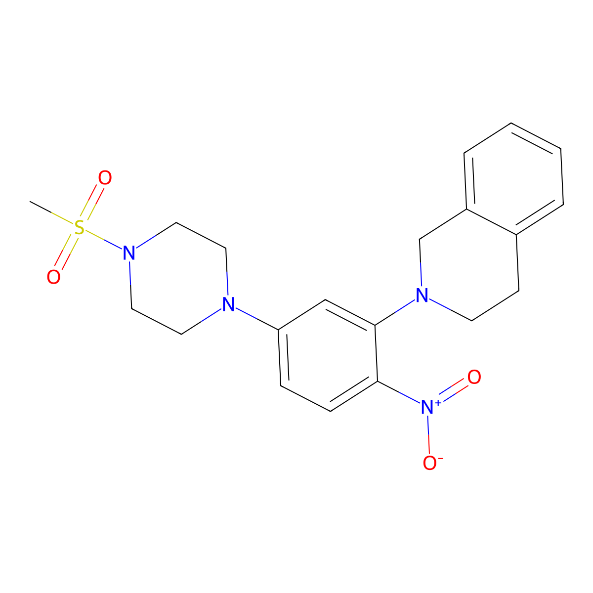 2-[5-(4-methylsulfonylpiperazin-1-yl)-2-nitrophenyl]-3,4-dihydro-1H-isoquinoline molecular structure, CAS 445463-96-7