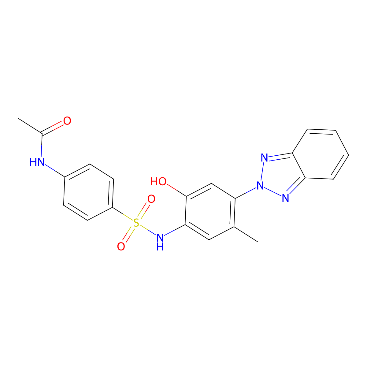 N-(4-{[4-(2H-1,2,3-benzotriazol-2-yl)-2-hydroxy-5-methylanilino]sulfonyl}phenyl)acetamide molecular structure, CAS 445464-59-5