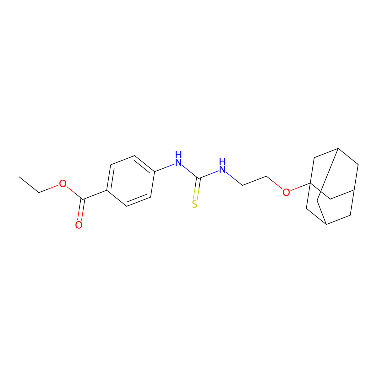 Ethyl 4-({[(2-adamantanyloxyethyl)amino]thioxomethyl}amino)benzoate molecular structure, CAS 445465-36-1