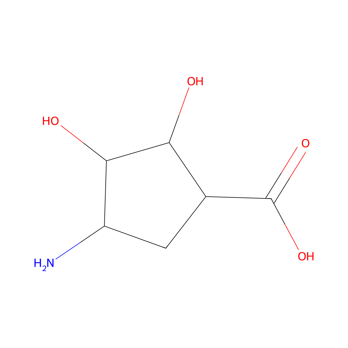 Rac-(1r,2s,3r,4s)-4-amino-2,3-dihydroxycyclopentane-1-carboxylic acid molecular structure, CAS 445469-11-4