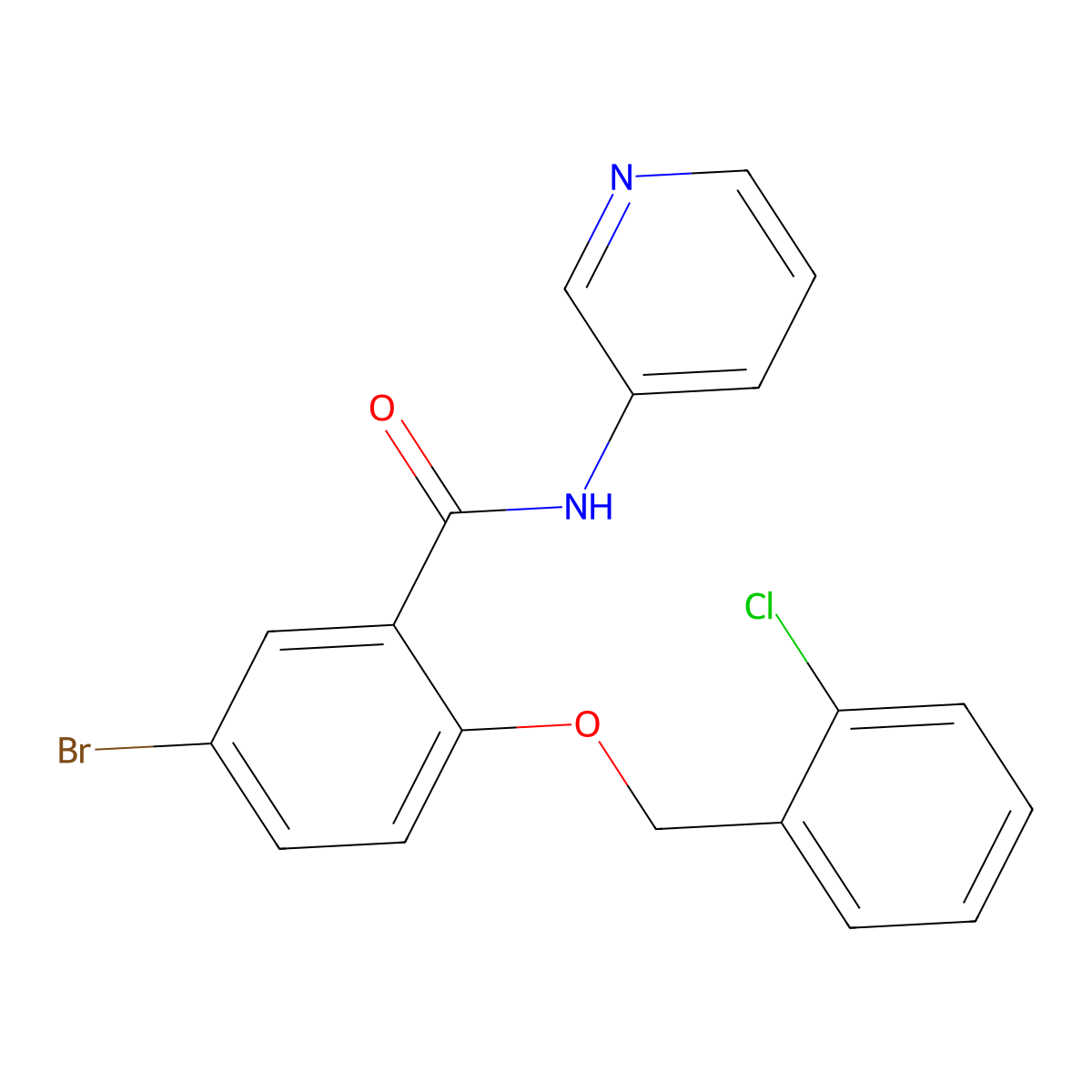 5-Bromo-2-(2-chloro-benzyloxy)-N-pyridin-3-yl-benzamide molecular structure, CAS 445471-87-4