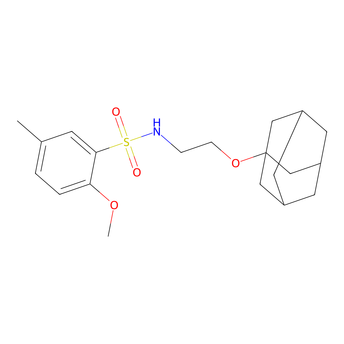 N-[2-(1-Adamantyloxy)ethyl]-2-methoxy-5-methylbenzenesulfonamide molecular structure, CAS 445473-45-0