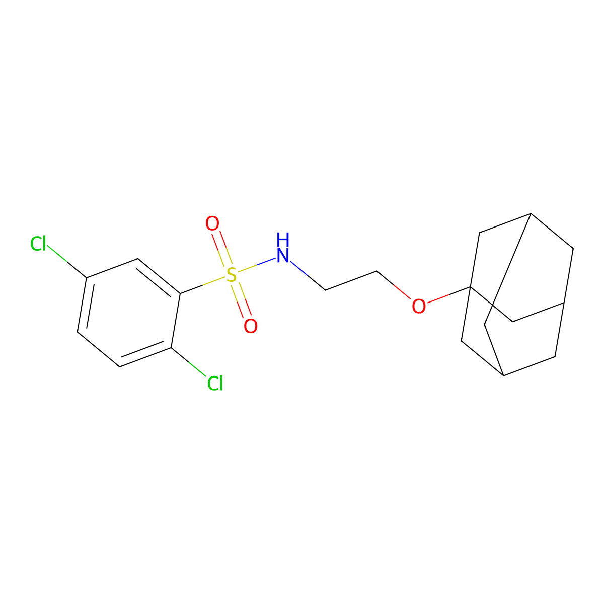 (2-Adamantanyloxyethyl)[(2,5-dichlorophenyl)sulfonyl]amine molecular structure, CAS 445473-47-2