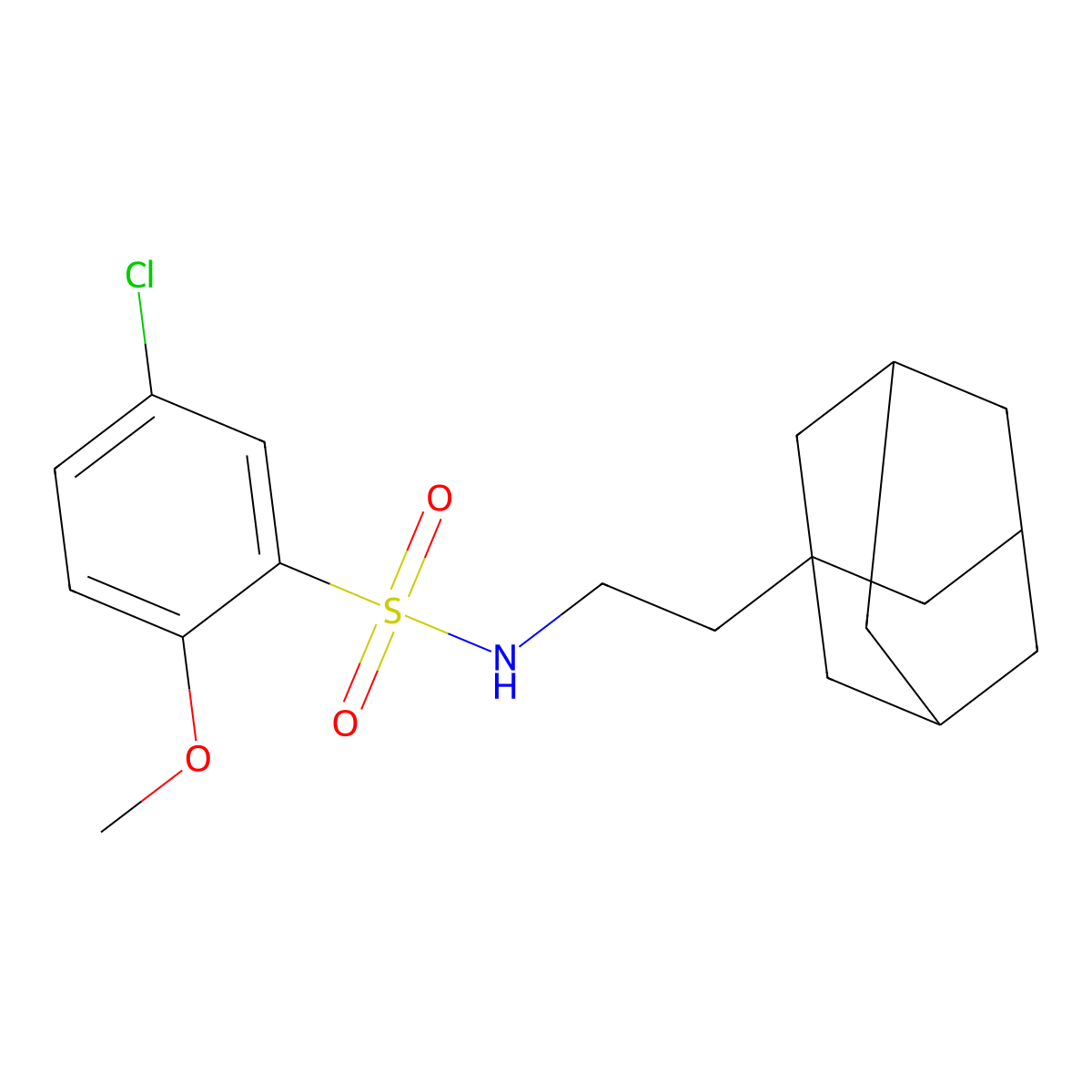 N-[2-(adamantan-1-yl)ethyl]-5-chloro-2-methoxybenzene-1-sulfonamide molecular structure, CAS 445473-50-7