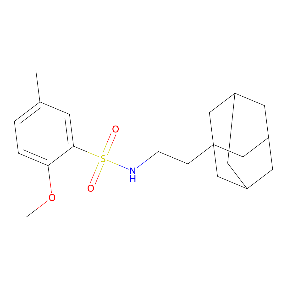 N-[2-(adamantan-1-yl)ethyl]-2-methoxy-5-methylbenzene-1-sulfonamide molecular structure, CAS 445473-53-0