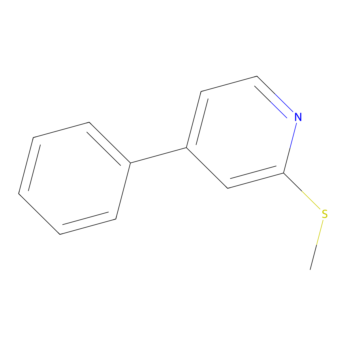 Pyridine, 2-(methylthio)-4-phenyl- molecular structure, CAS 445475-48-9