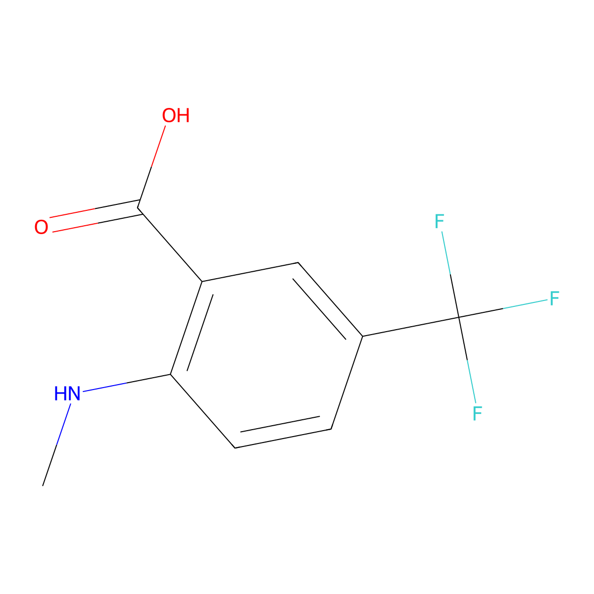 2-(Methylamino)-5-(trifluoromethyl)benzoic acid molecular structure, CAS 445479-60-7