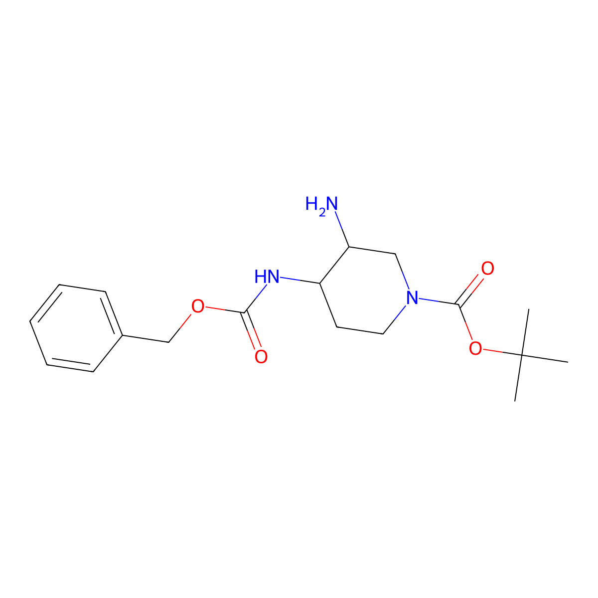 tert-Butyl 3-amino-4-(((benzyloxy)carbonyl)amino)piperidine-1-carboxylate molecular structure, CAS 445480-77-3
