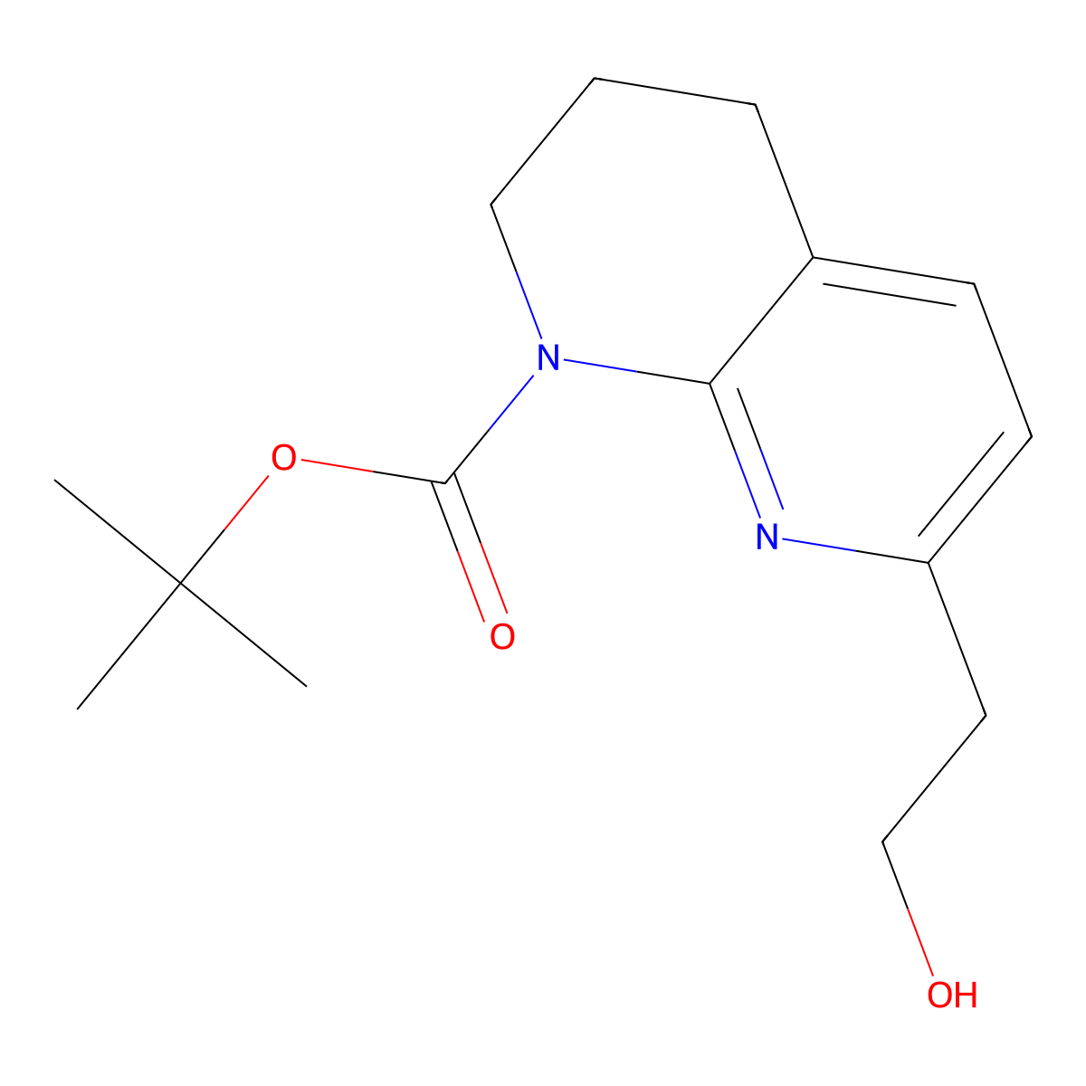 tert-Butyl 7-(2-hydroxyethyl)-3,4-dihydro-1,8-naphthyridine-1(2H)-carboxylate molecular structure, CAS 445490-78-8