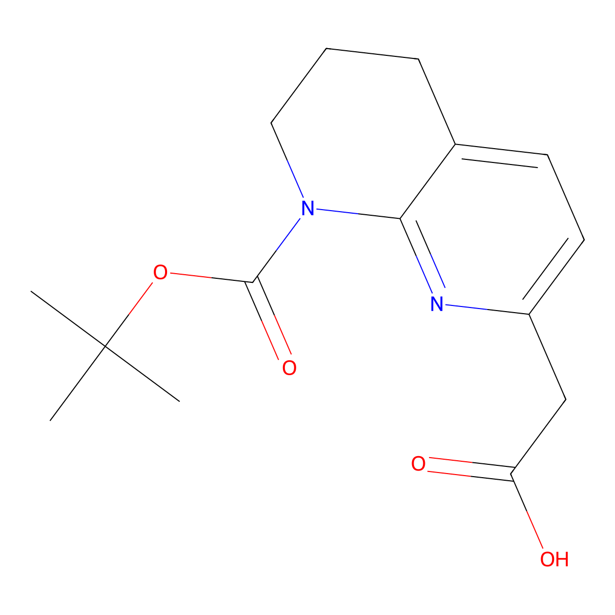 1-((1,1-Dimethylethoxy)carbonyl)-3,4-dihydro-1,8-naphthyridine-7(2H)-acetic acid molecular structure, CAS 445492-19-3