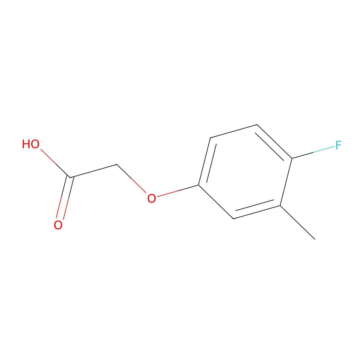 2-(4-Fluoro-3-methylphenoxy)acetic acid molecular structure, CAS 4456-56-8