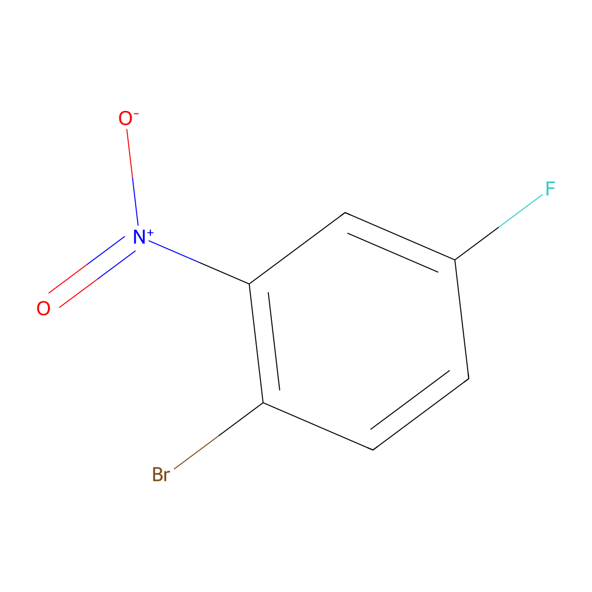 1-Bromo-4-fluoro-2-nitrobenzene molecular structure, CAS 446-09-3