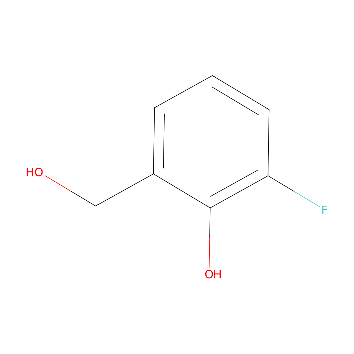 2-Fluoro-6-(hydroxymethyl)phenol molecular structure, CAS 446-58-2