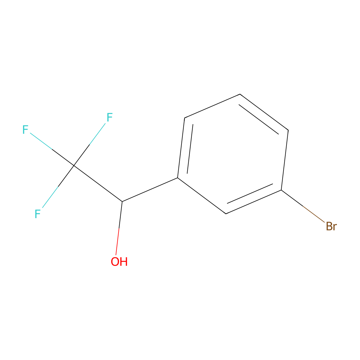 1-(3-Bromophenyl)-2,2,2-trifluoroethan-1-ol molecular structure, CAS 446-63-9